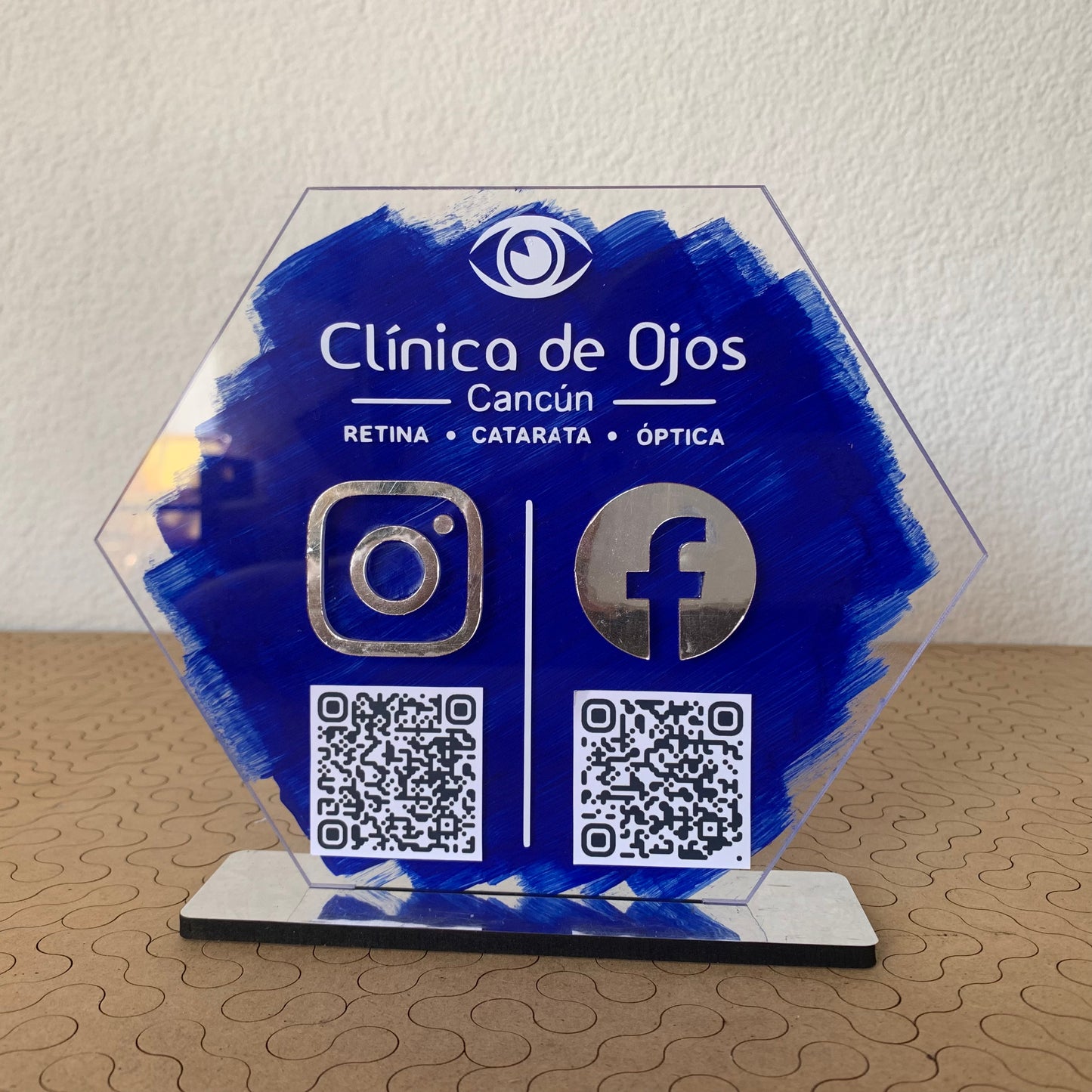 Placa de redes sociales hexagonal mini