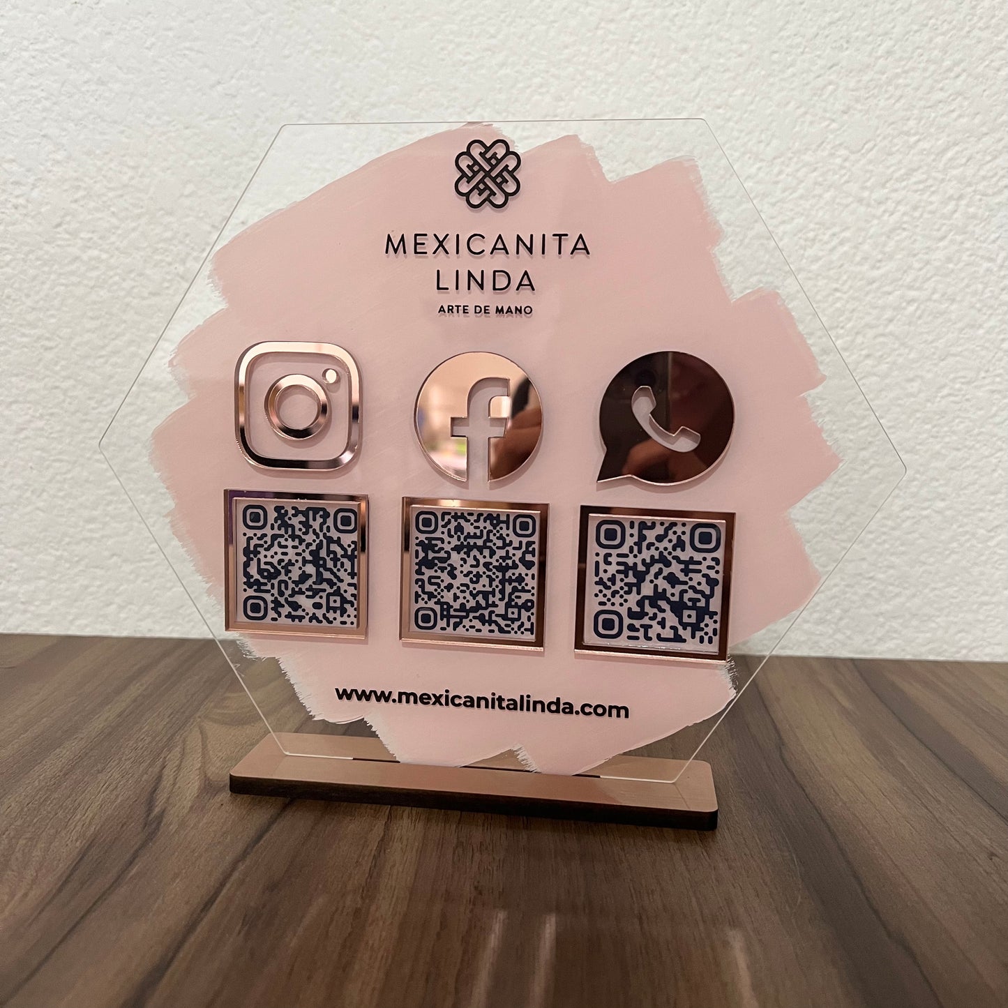 Placa de redes sociales hexagonal