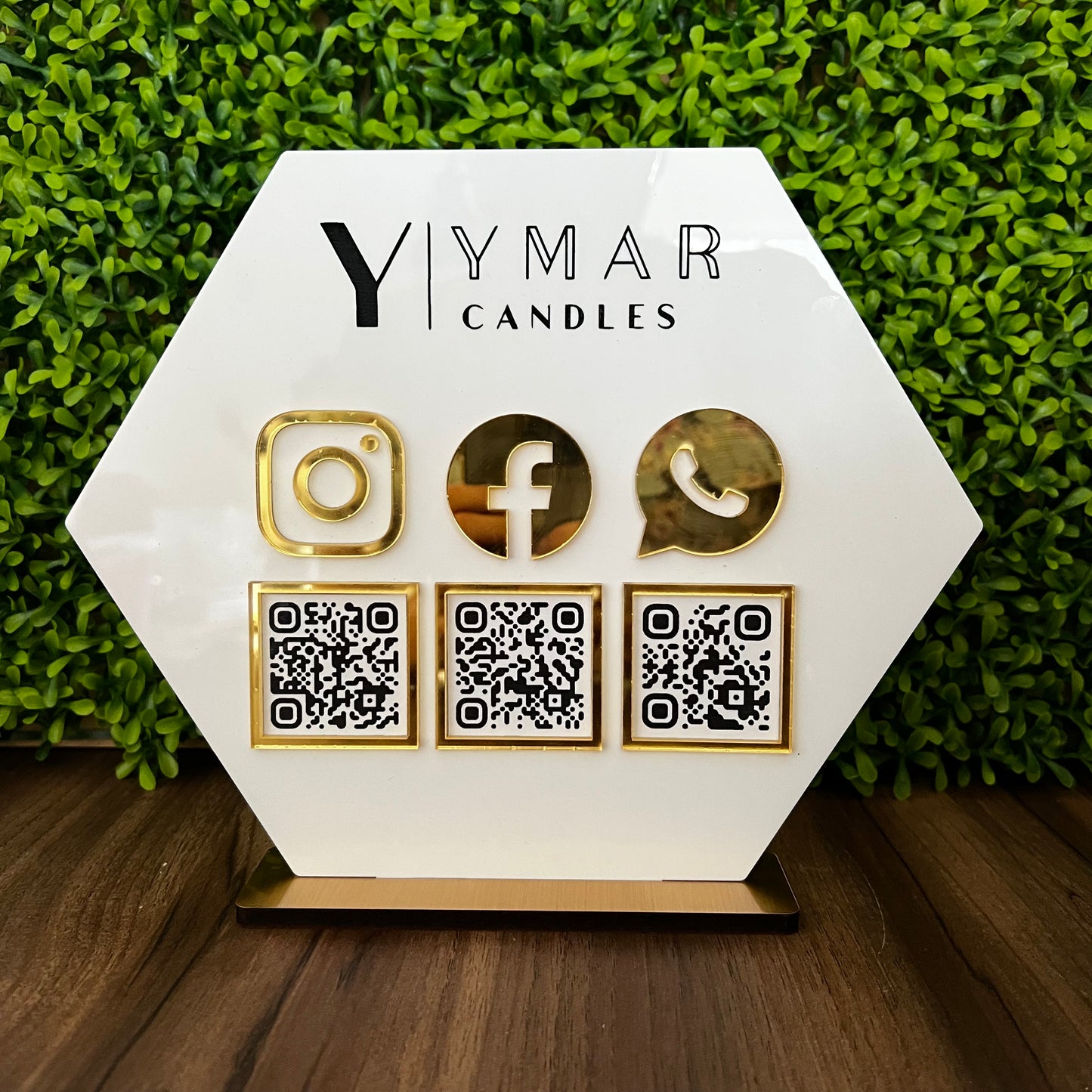 Placa de redes sociales hexagonal